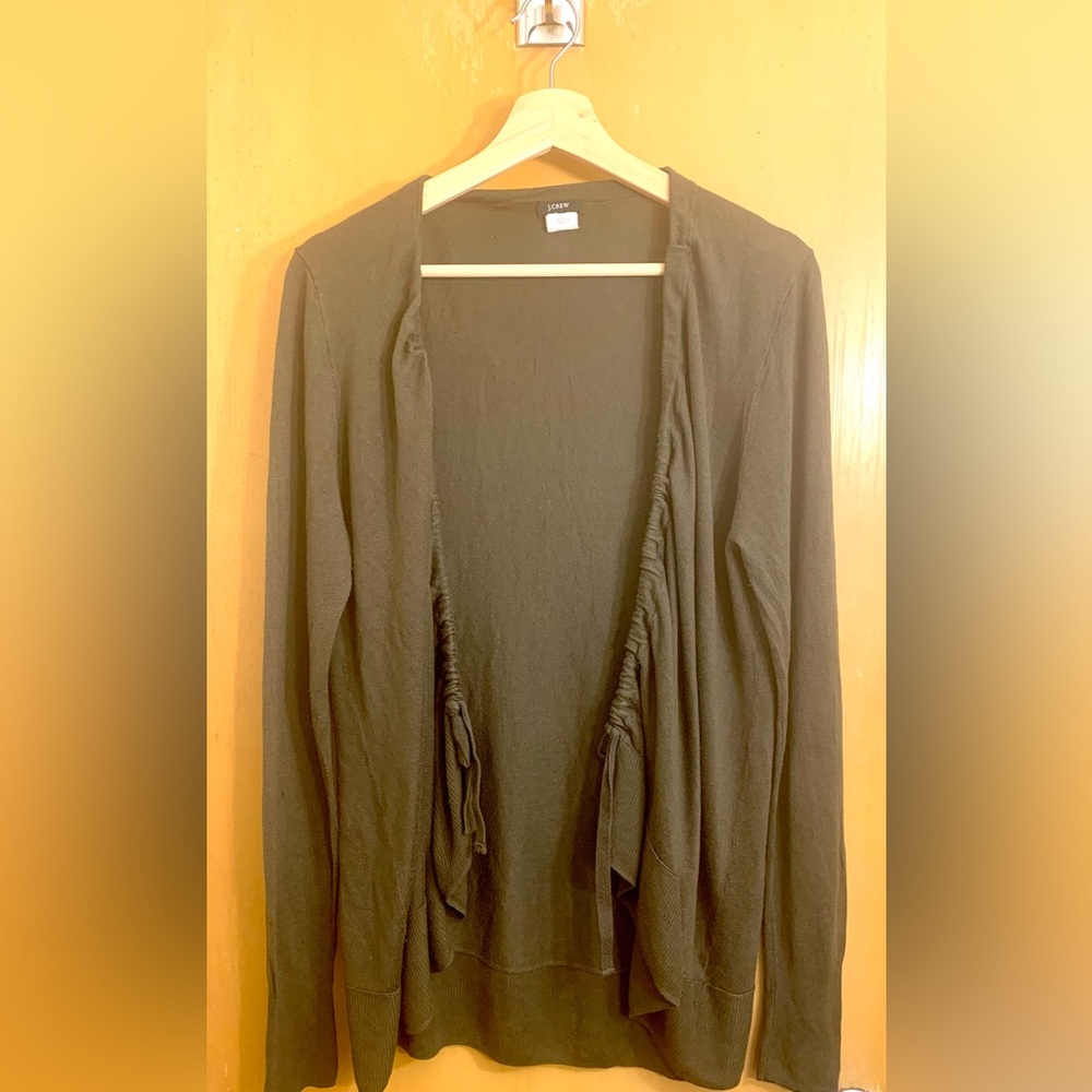 Olive green tie cardigan